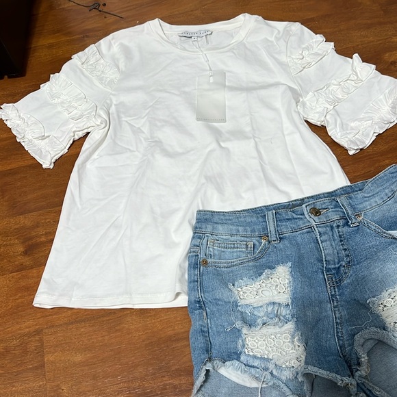 Endless Rose Tops - Endless Rose White Ruffle Sleeve Shirt